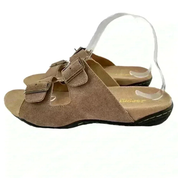 J sport by Jambu womens Carina sandals size 9 brown suede double buckle slides - Picture 3 of 12